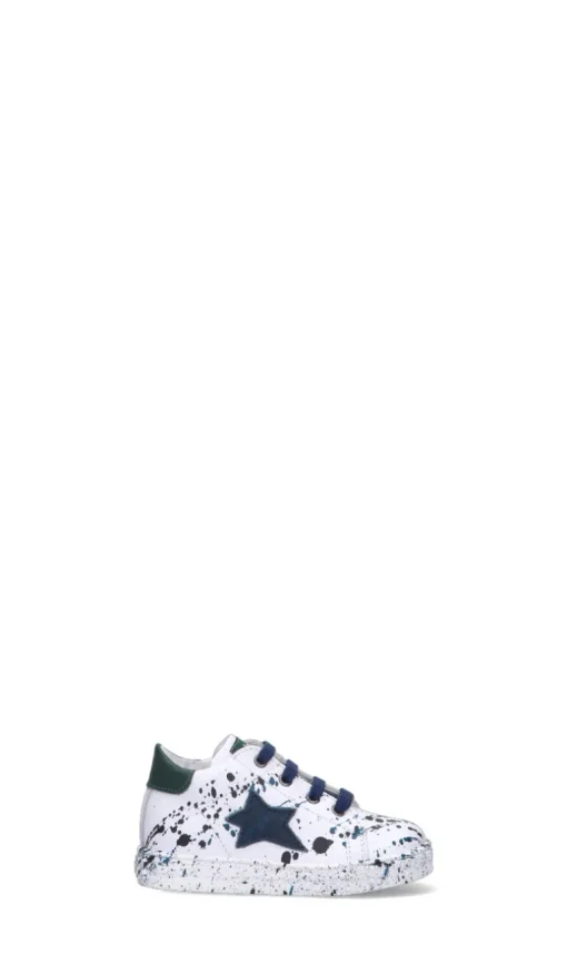 FALCOTTO Sneaker bimbo bianca, blu e verde in pelle