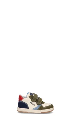 FALCOTTO Sneaker bimbo verde militare, beige, rossa e blu in pelle