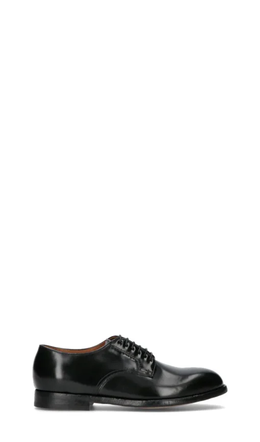 GREEN GEORGE Stringata uomo nera in pelle