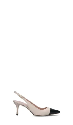 ORONERO Slingback donna beige/nera in pelle