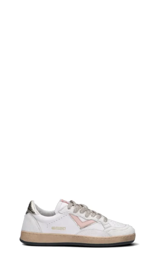 QUATTROBARRADODICI Sneaker donna bianca/rosa/oro in pelle